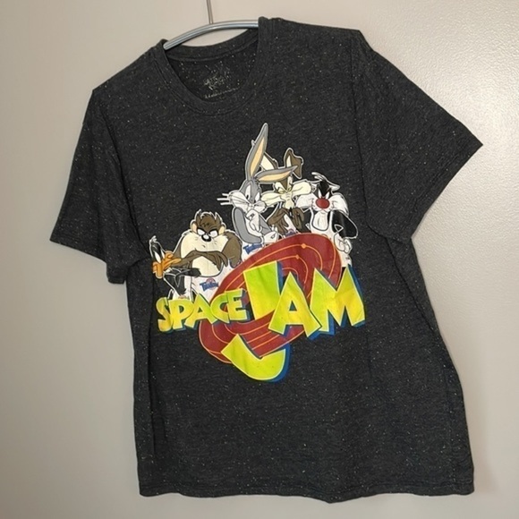 VINTAGE WARNER BROS. | Men’s VINTAGE (1996) Black Confetti SPACE JAM XXL Shirt - Picture 4 of 9